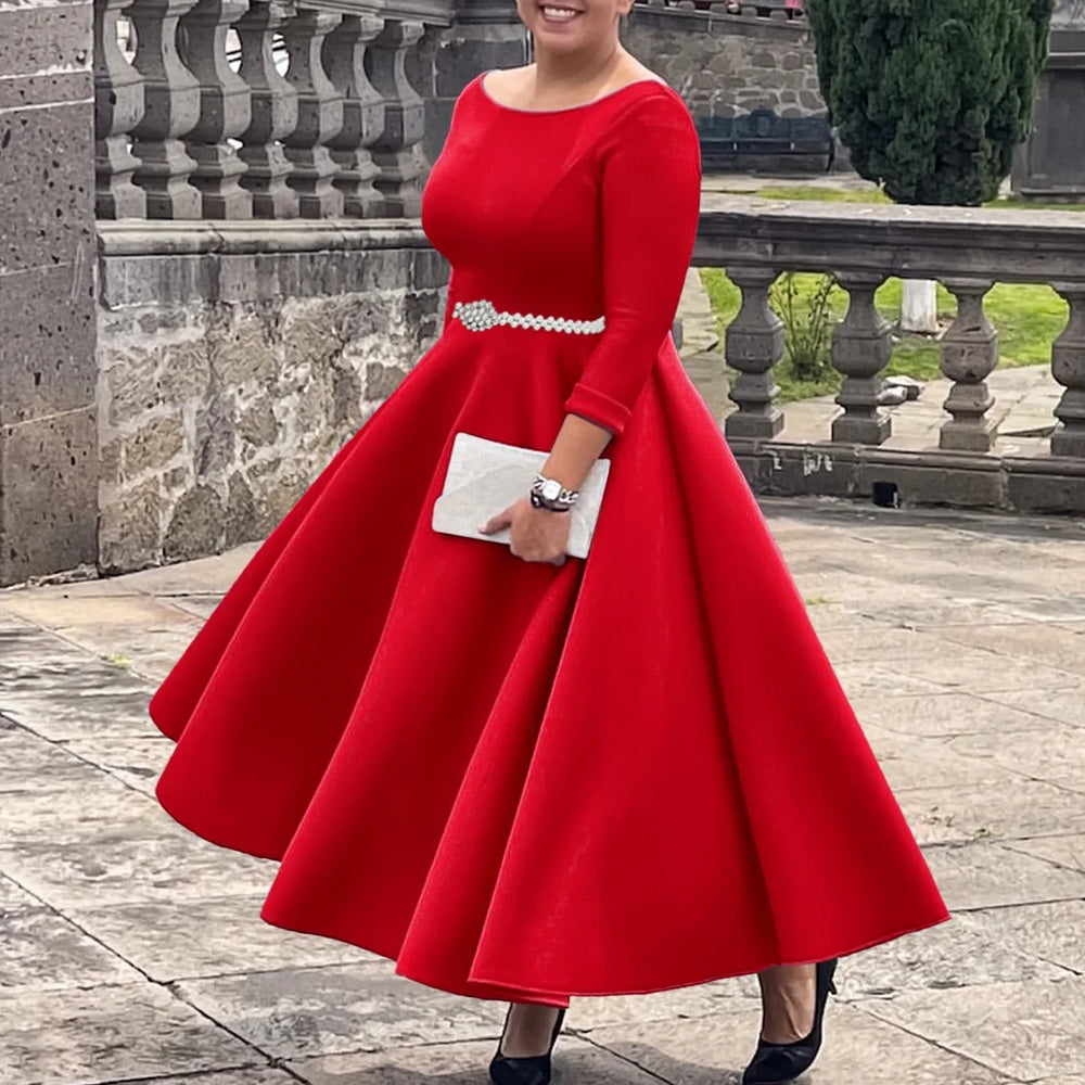 Alessia Pleated A-Line Maxi Dress With Belt