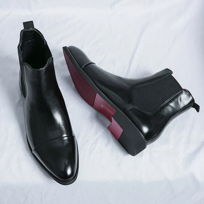 Tiberio Faux Leather Elastic Side Ankle Chelsea Boots