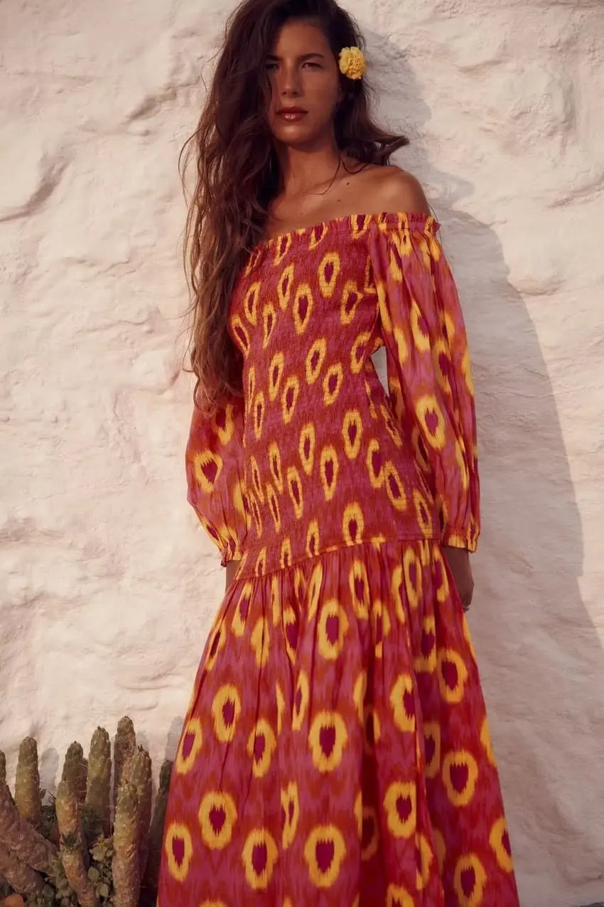 Aurelia Lantern Sleeve Beach Dress