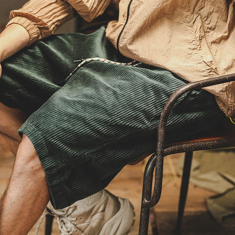 Halsten Loose-Fit Corduroy Stretch Casual Summer Shorts