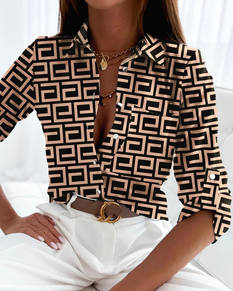 Esther Stylish Printed Button-Up Blouse for Style for Women's Fashion Style