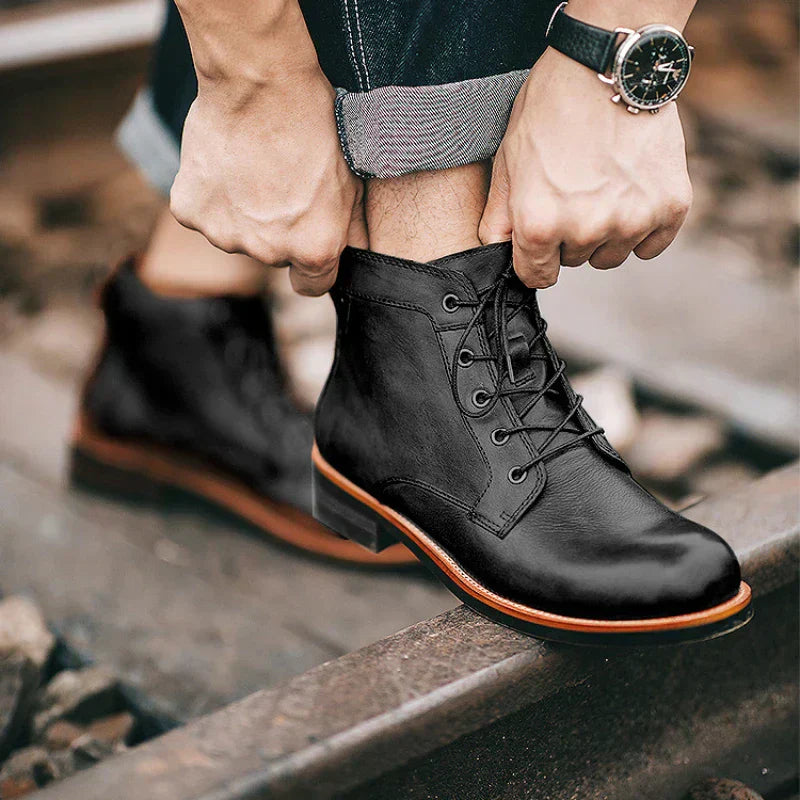 Marchisio Leather High-Top Outdoor Casual Ankle Boots