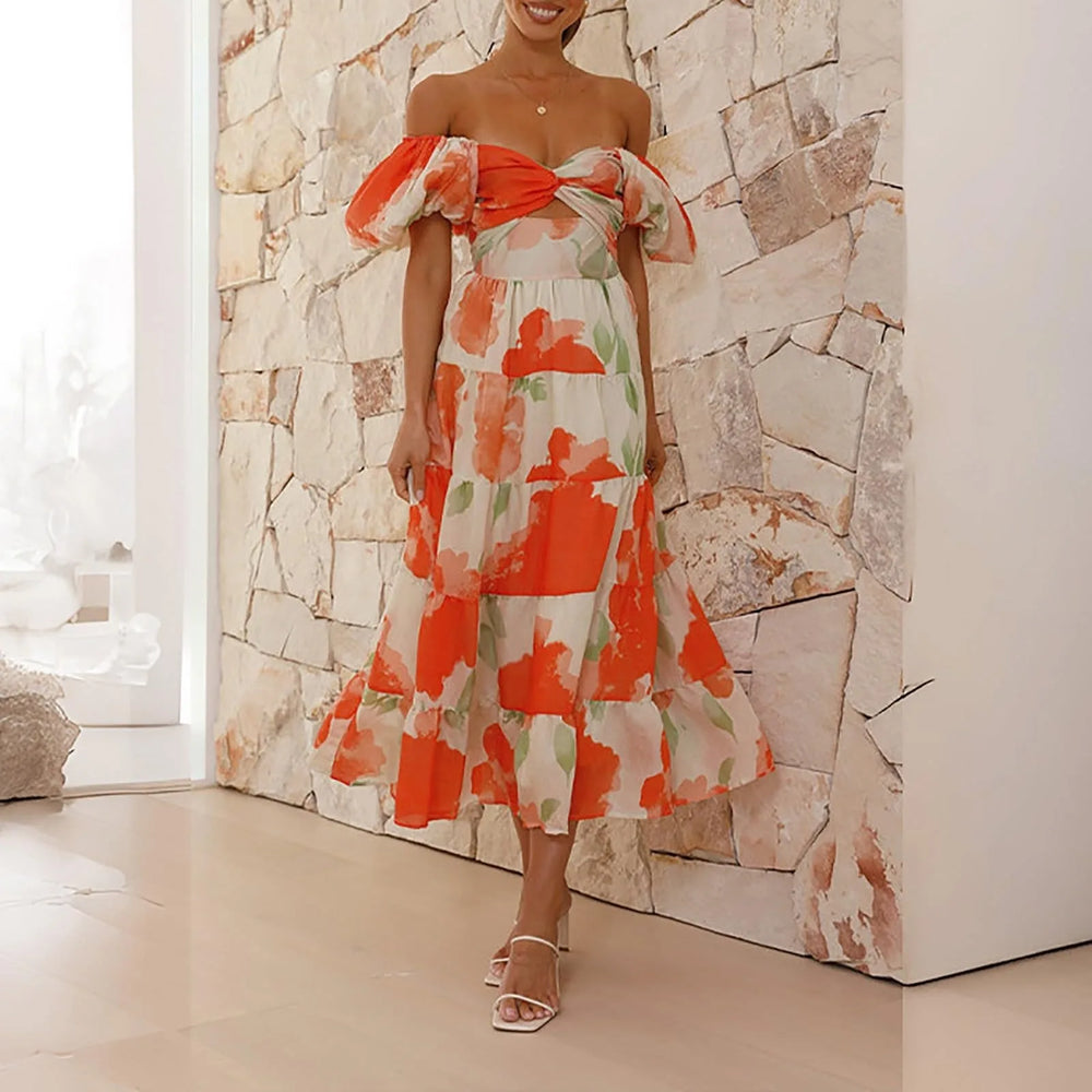 Mira Floral V-Neck Maxi Dress for Weddings and Galas