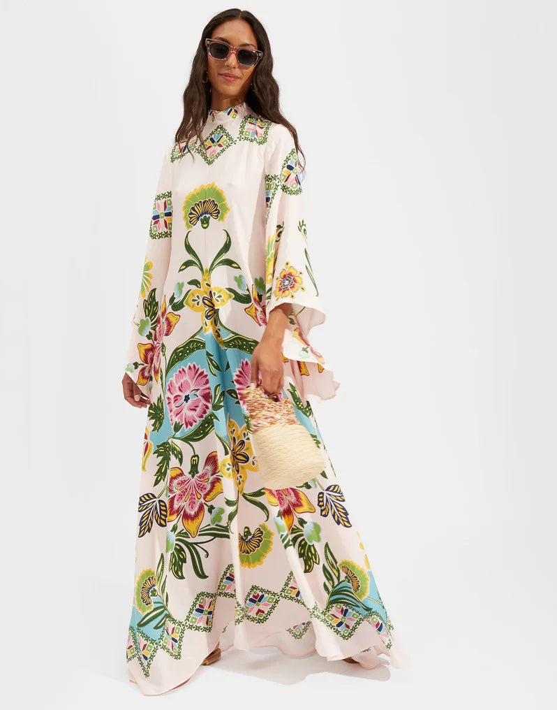 Sculpted Elegance Floral Maxi Dress