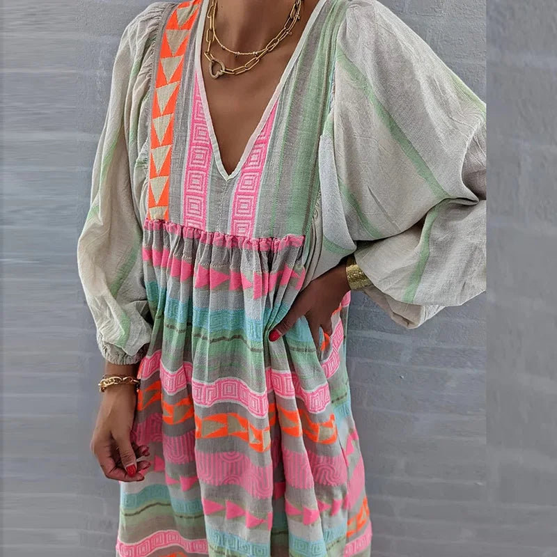 Zinnia Empire Print Vintage Dress