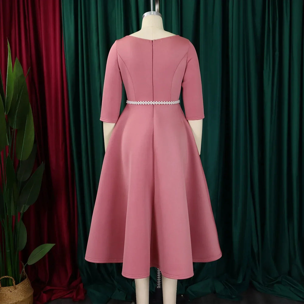 Alessia Pleated A-Line Maxi Dress With Belt