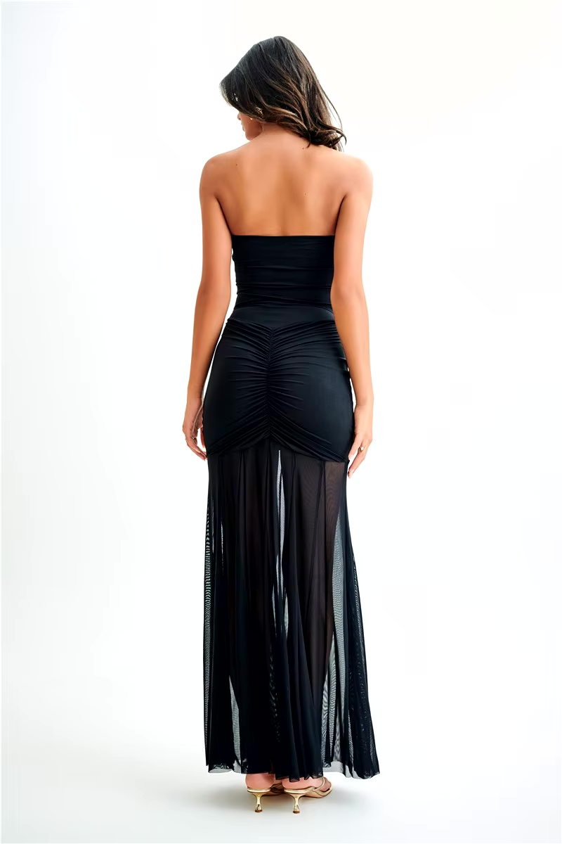 Celeste Elegant Draped Stretch Maxi Dress for Evenings