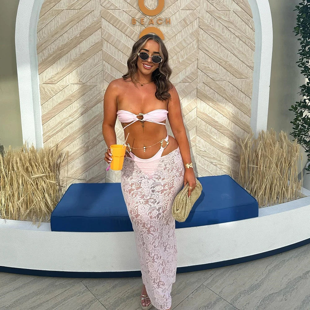 Olivia Bandeau Piece Bikini Set Long Dress