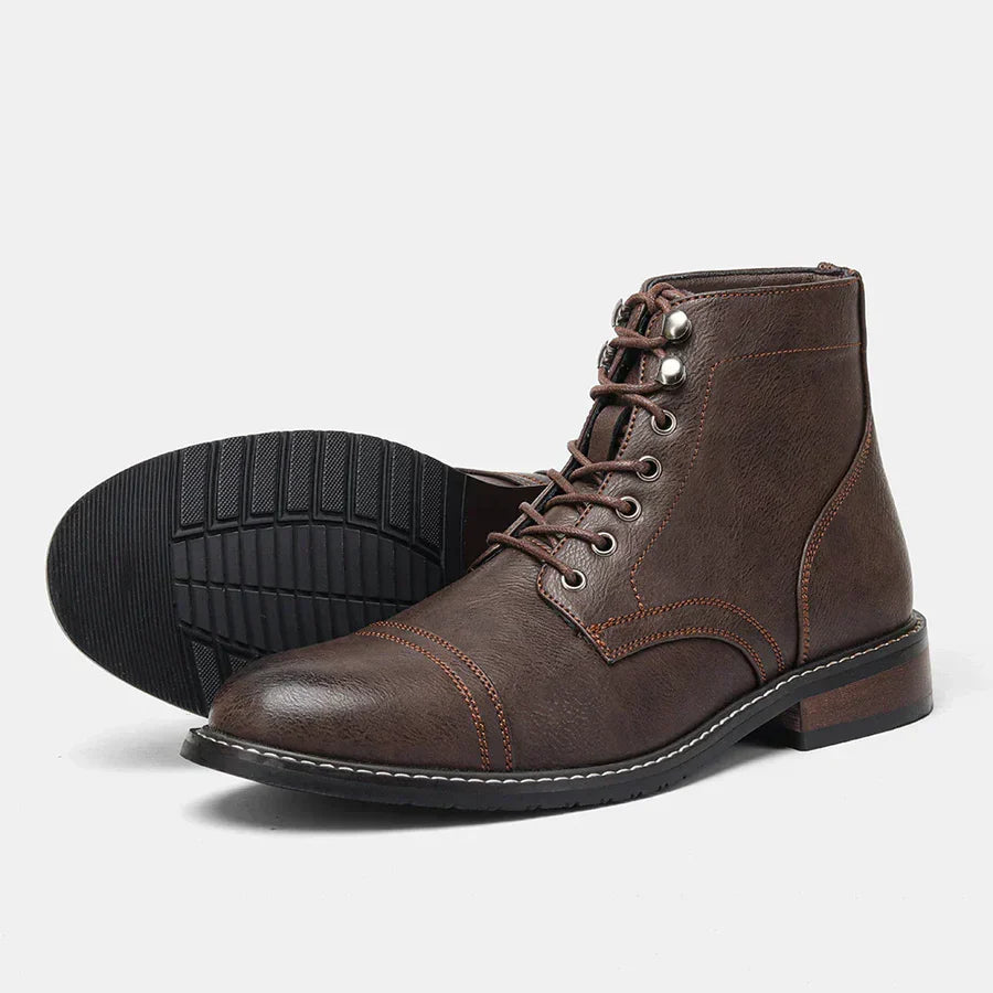 Renato Classic Lace-Up Leather Ankle Derby Dress Boots