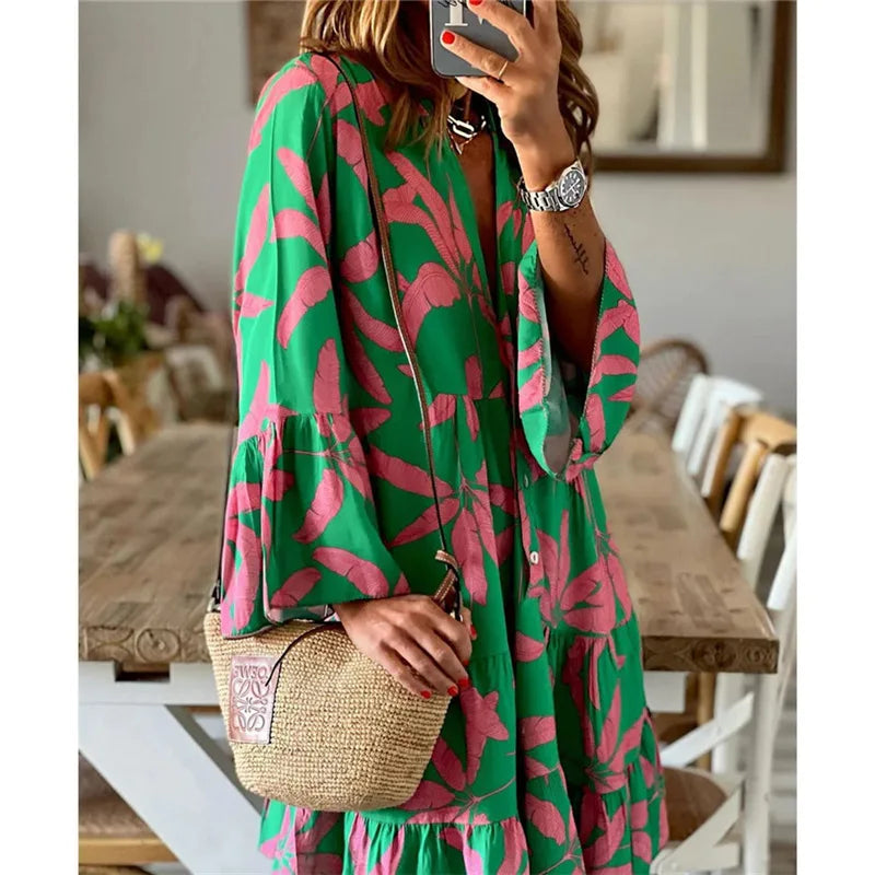 Everlen Boho-Blumen-Midi Dress