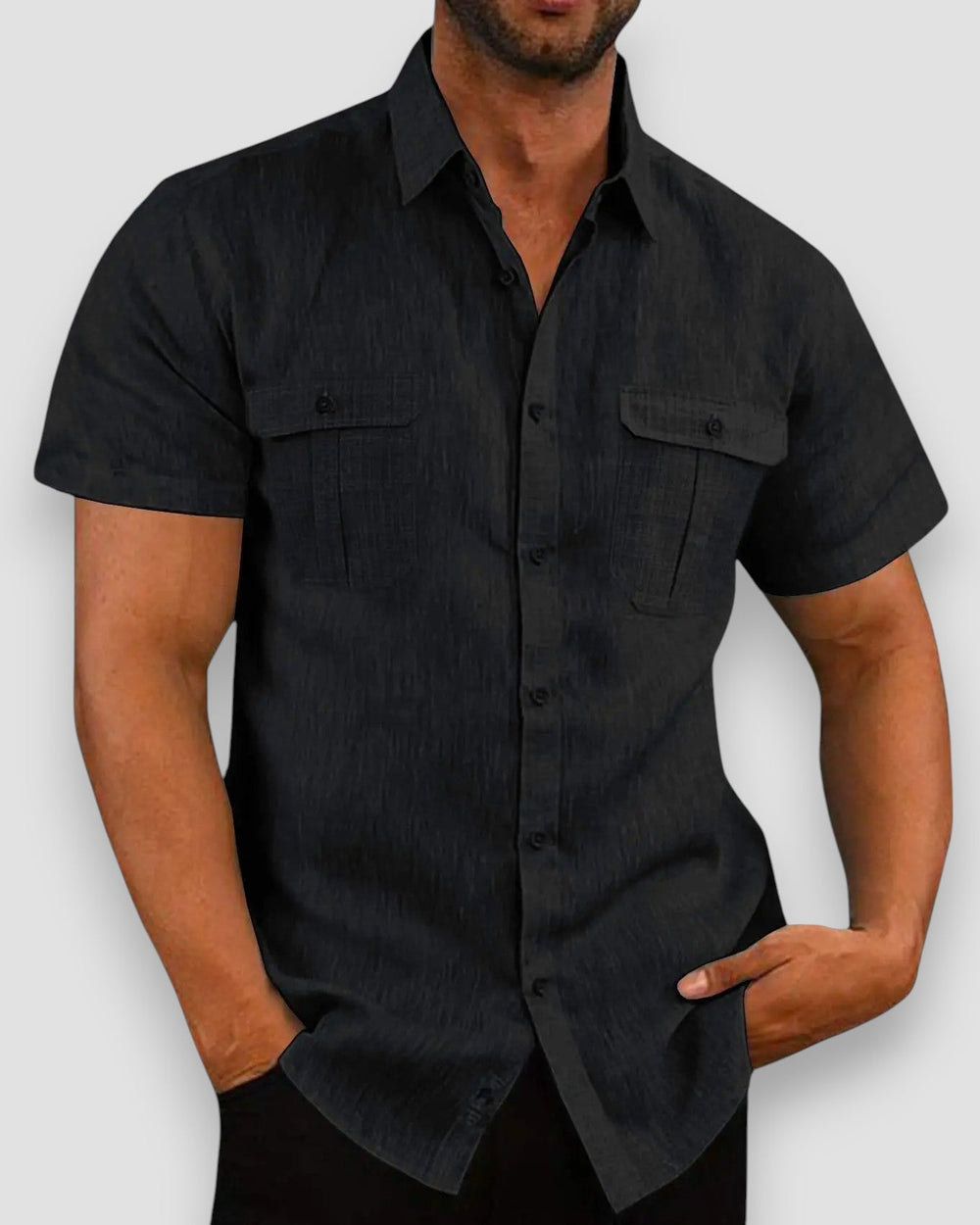 Kasper Short-Sleeve Linen Shirt