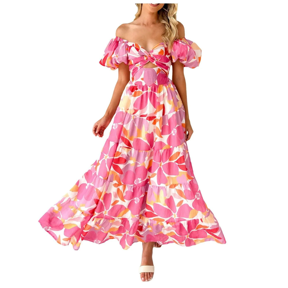 Mira Floral V-Neck Maxi Dress for Weddings and Galas