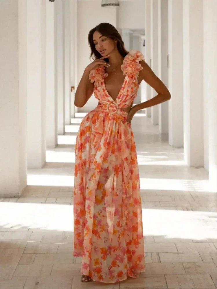 Lexi Backless Ruched Maxi Dress