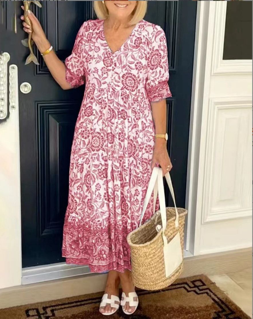 Evelyn Floral V-Neck Dress