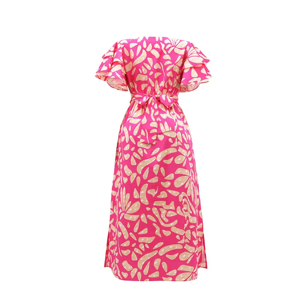 Celestia Vintage Ruffle Maxi Dress