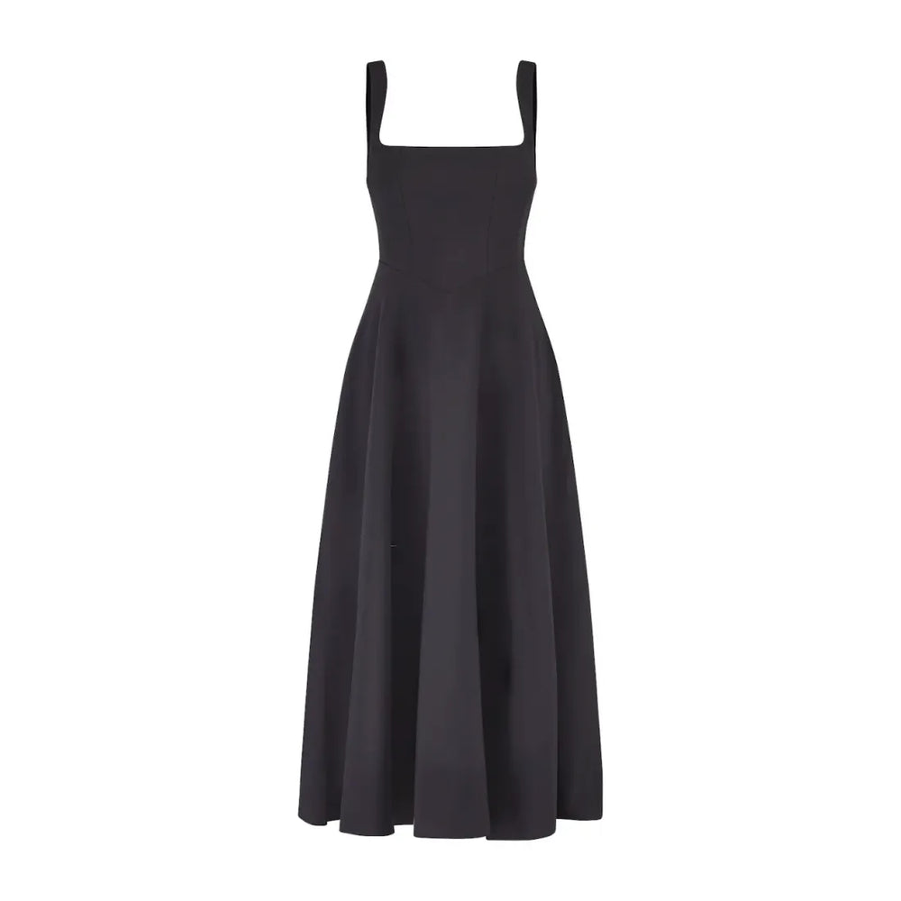 Yara-Belle High-Waist Square-Neck Midi Dress