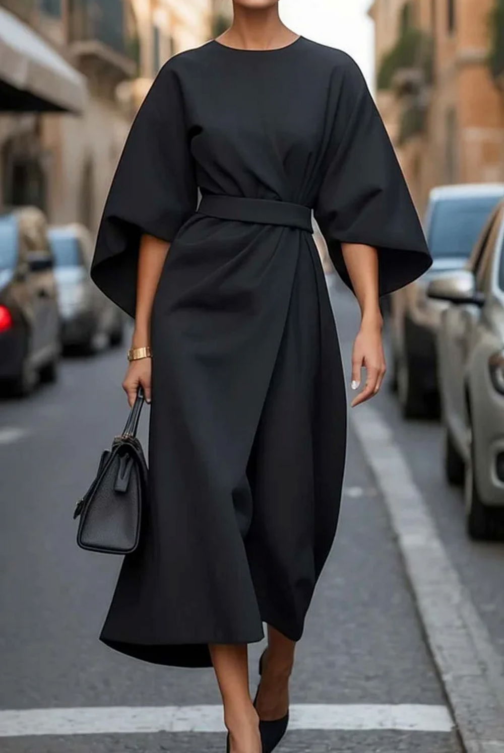 Vera Lantern Sleeve Belted Dress