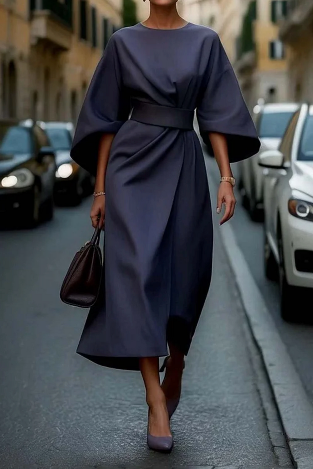Sonia Balloon Sleeve Belted Dress