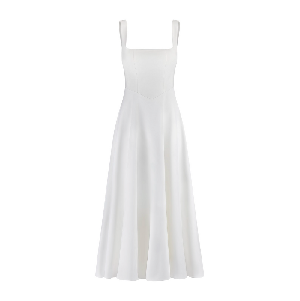Yara-Belle High-Waist Square-Neck Midi Dress