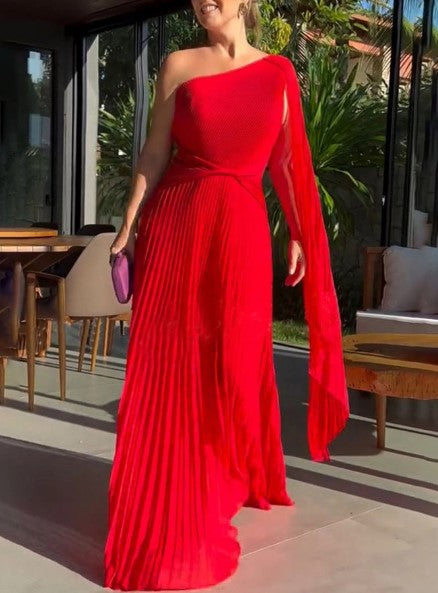 Dalila Pleated Off-Shoulder Maxi