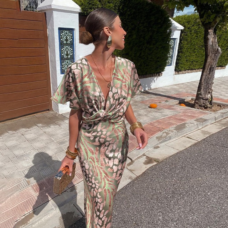 Selin Maxi Dress in Green or Brown