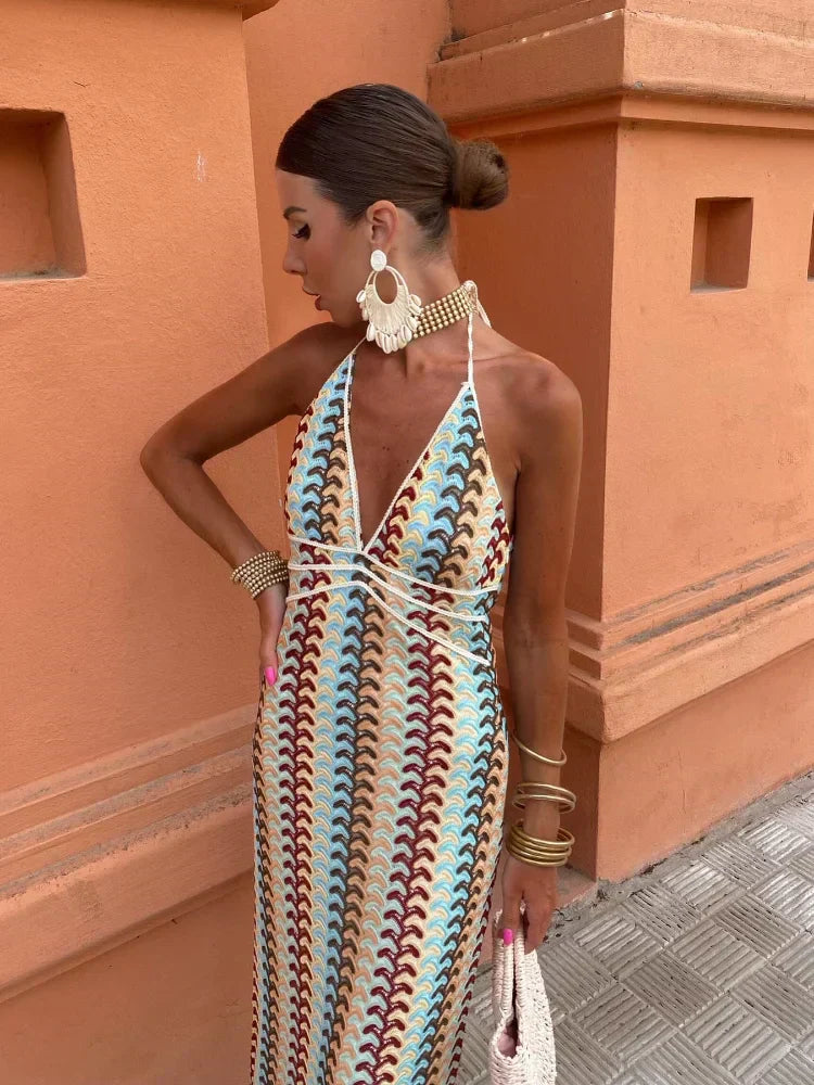 Delara Backless V-Neck Maxi Dress
