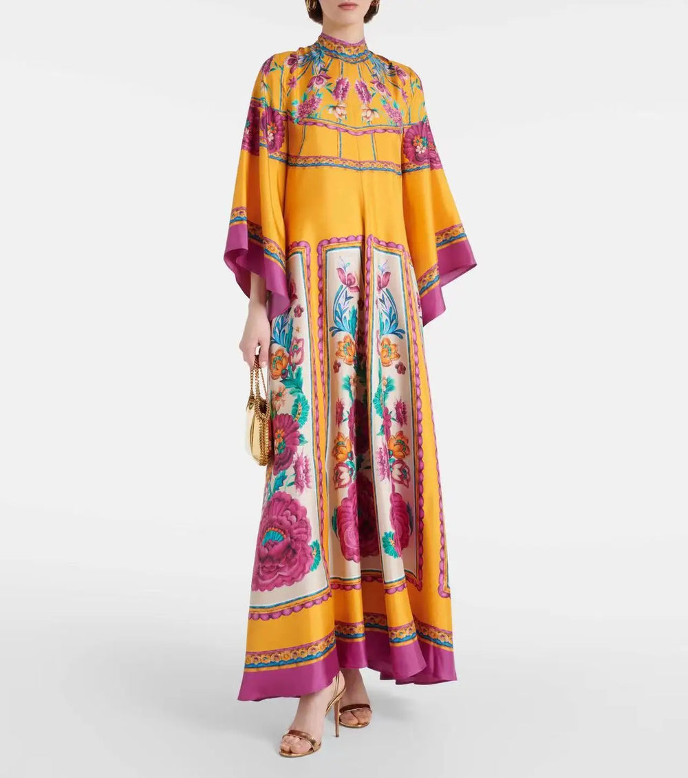 Sculpted Elegance Floral Maxi Dress