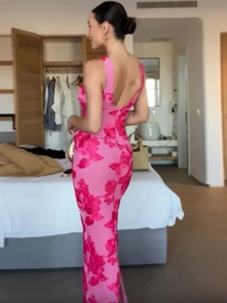 Iris Floral Mesh Bodycon Evening Dress