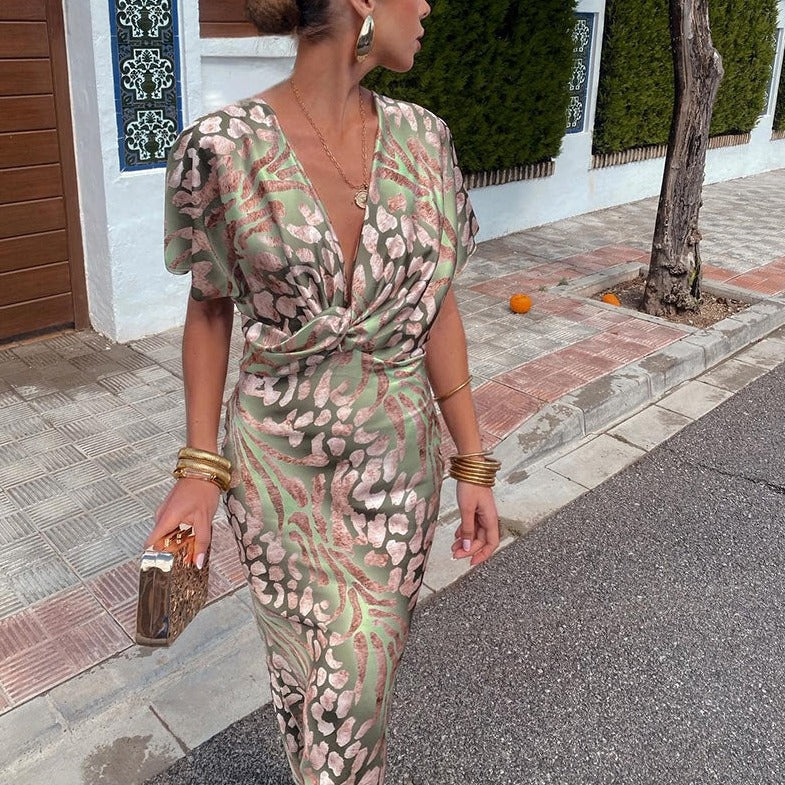 Selin Maxi Dress in Green or Brown