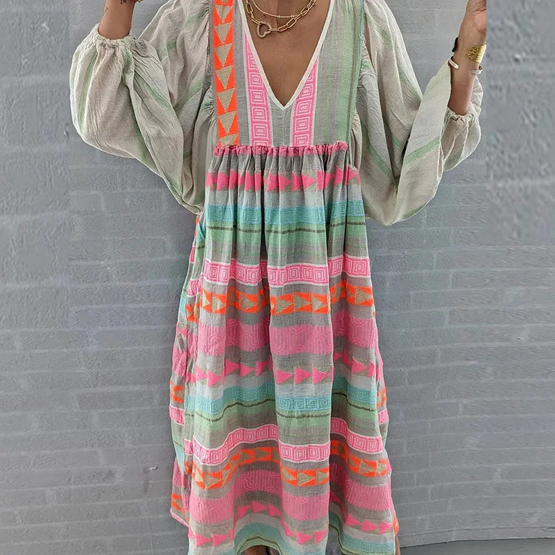 Zinnia Empire Print Vintage Dress