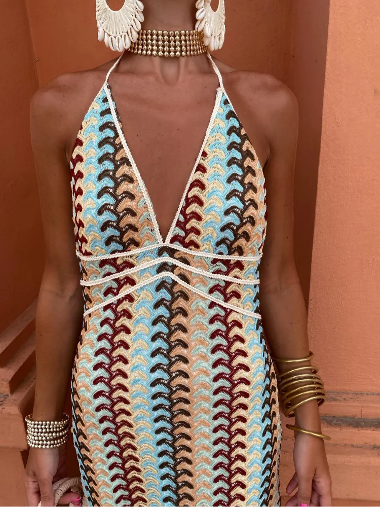 Delara Backless V-Neck Maxi Dress