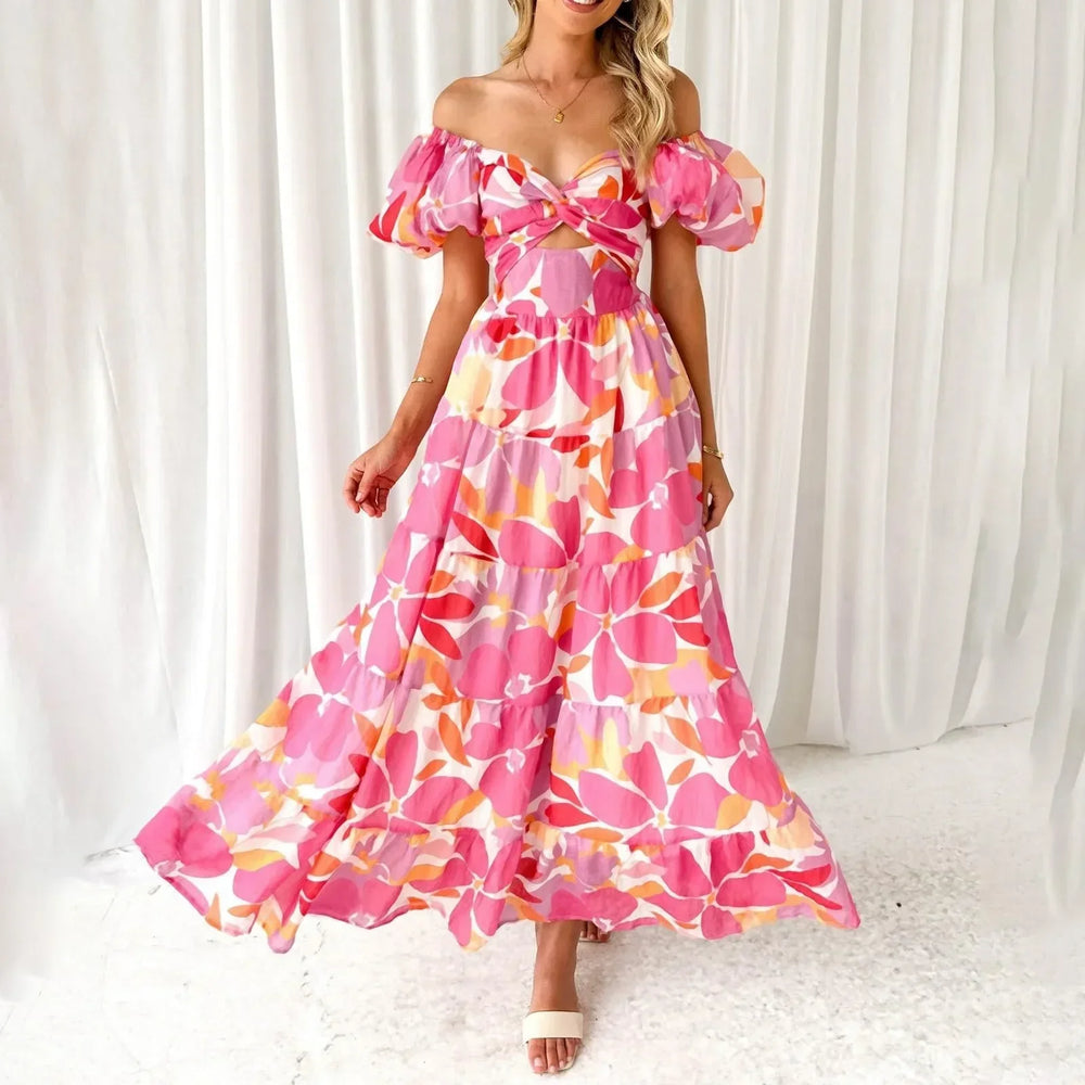 Mira Floral V-Neck Maxi Dress for Weddings and Galas