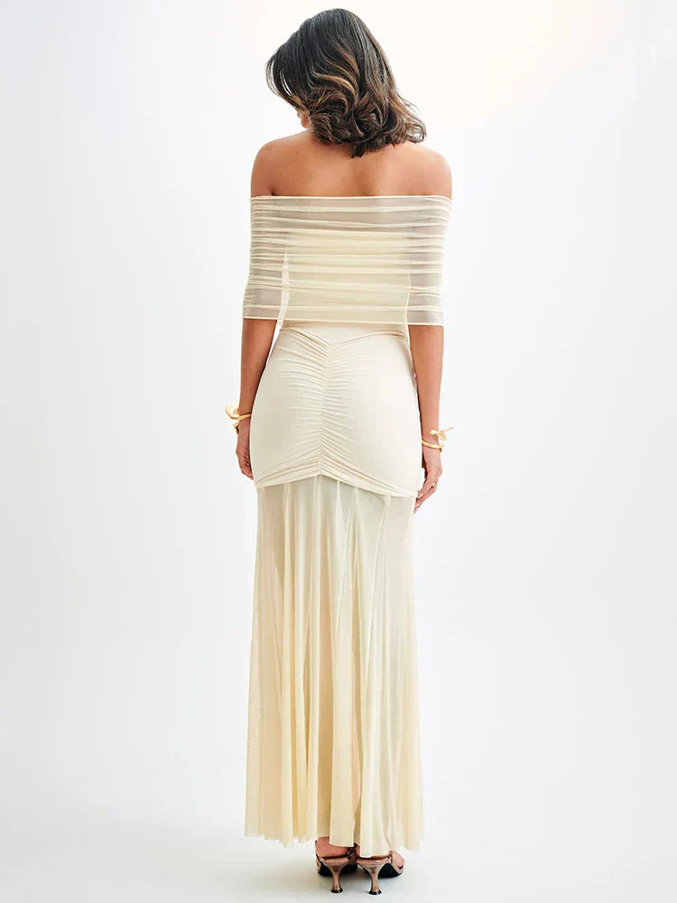 Celeste Elegant Draped Stretch Maxi Dress for Evenings