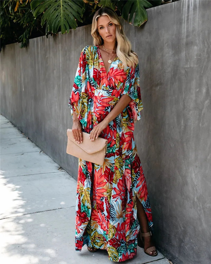 LunaBloom plus size Kimono Wickel Maxikleid Dress
