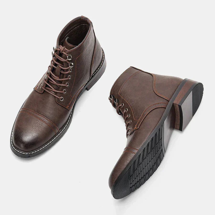 Renato Classic Lace-Up Leather Ankle Derby Dress Boots