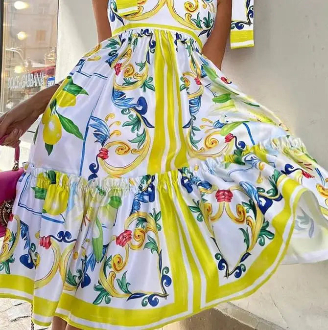 Serena Lace-Up Floral Maxi Dress for Summer Escapes