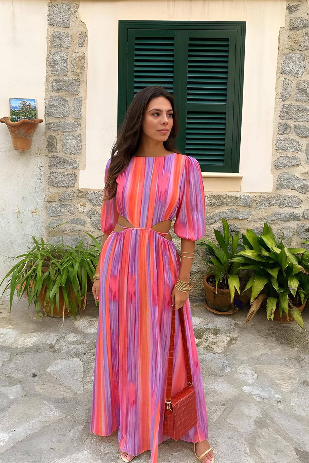 Marlis Side Cut-Out Midi Dress for Modern Elegance