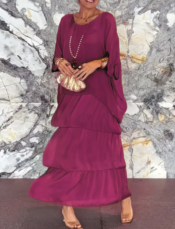 Paola Romantic Boho Floral Pattern Flowy Maxi Dress