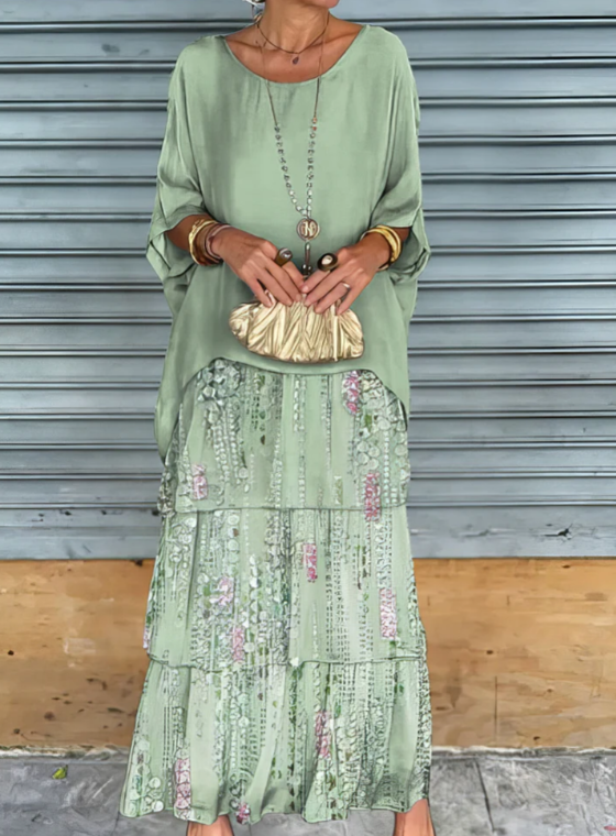 Paola Romantic Boho Floral Pattern Flowy Maxi Dress