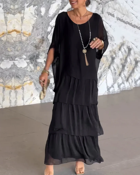 Paola Romantic Boho Floral Pattern Flowy Maxi Dress