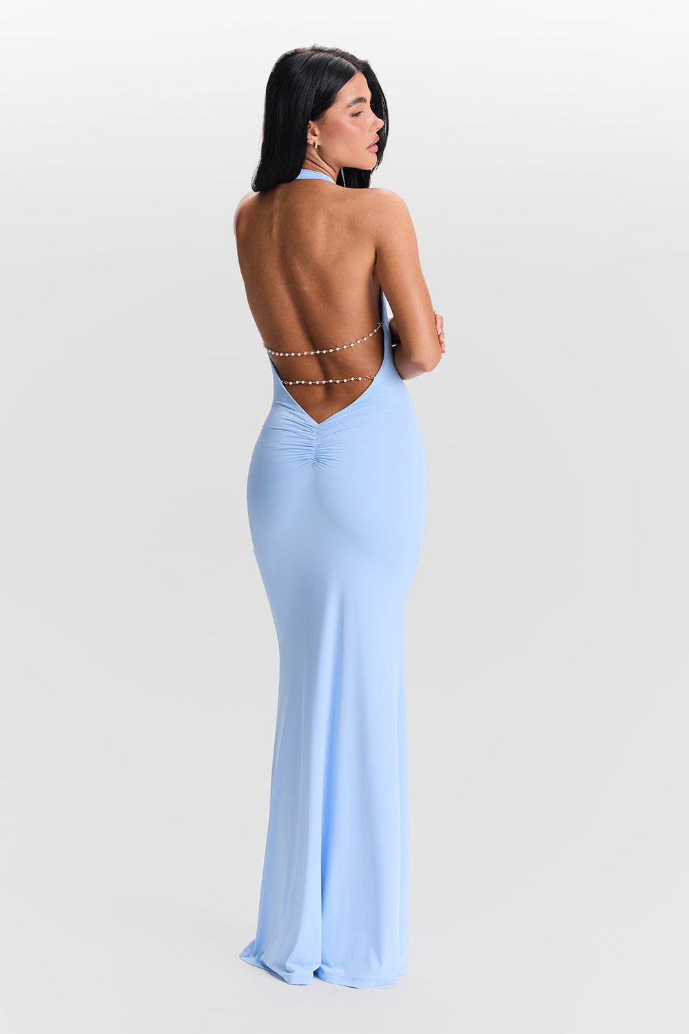 Valeria Waterfall-Neckline Maxi Dress