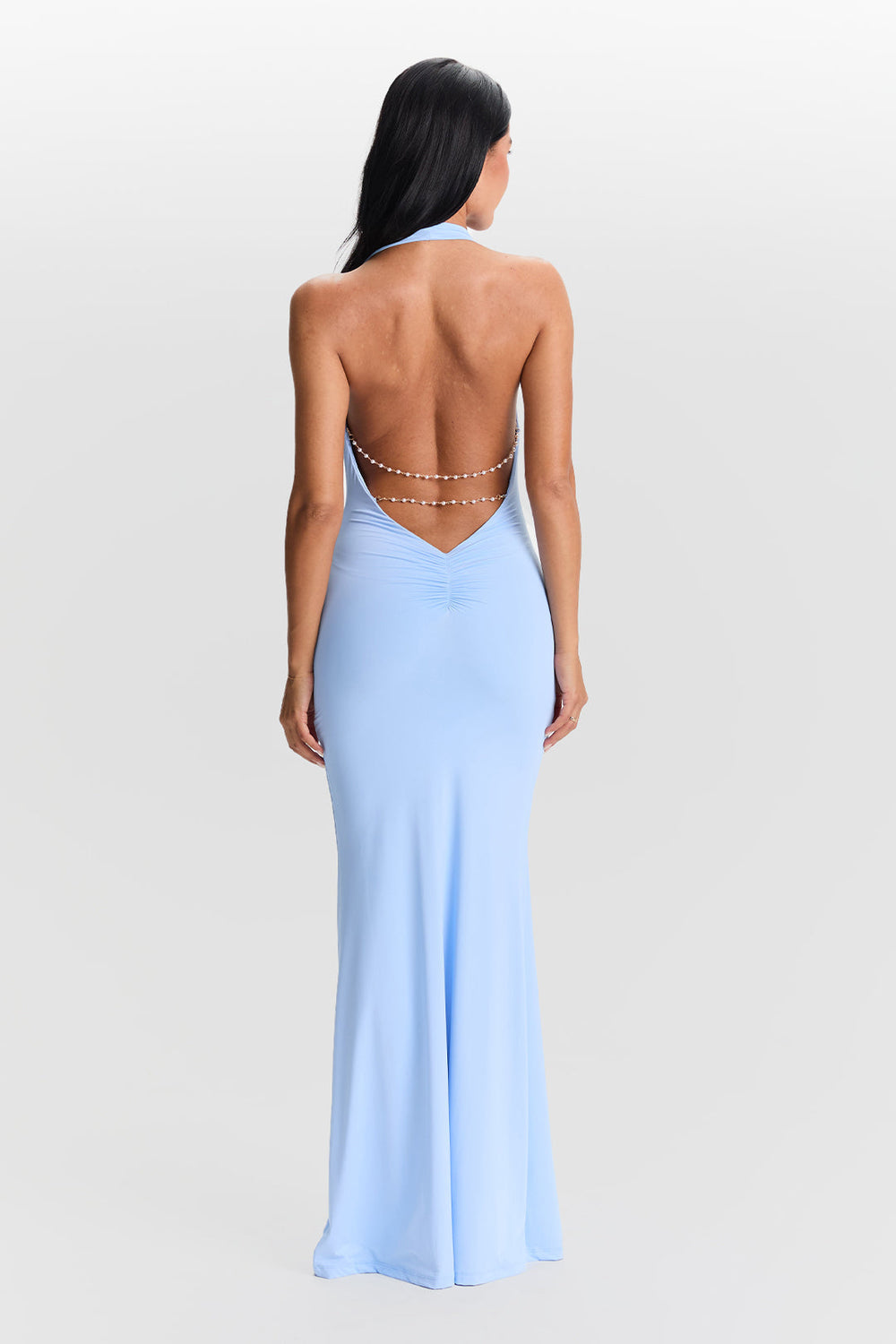 Valeria Waterfall-Neckline Maxi Dress