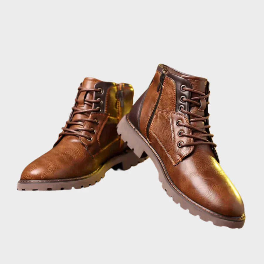 Owen Faux Leather Heavy-Duty Lace-Up Ankle Combat Boots