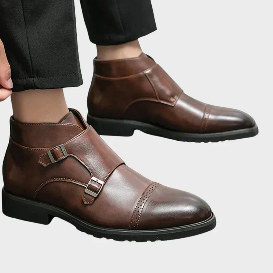 Levi Faux Leather Double Buckle Adjustable Casual Boots