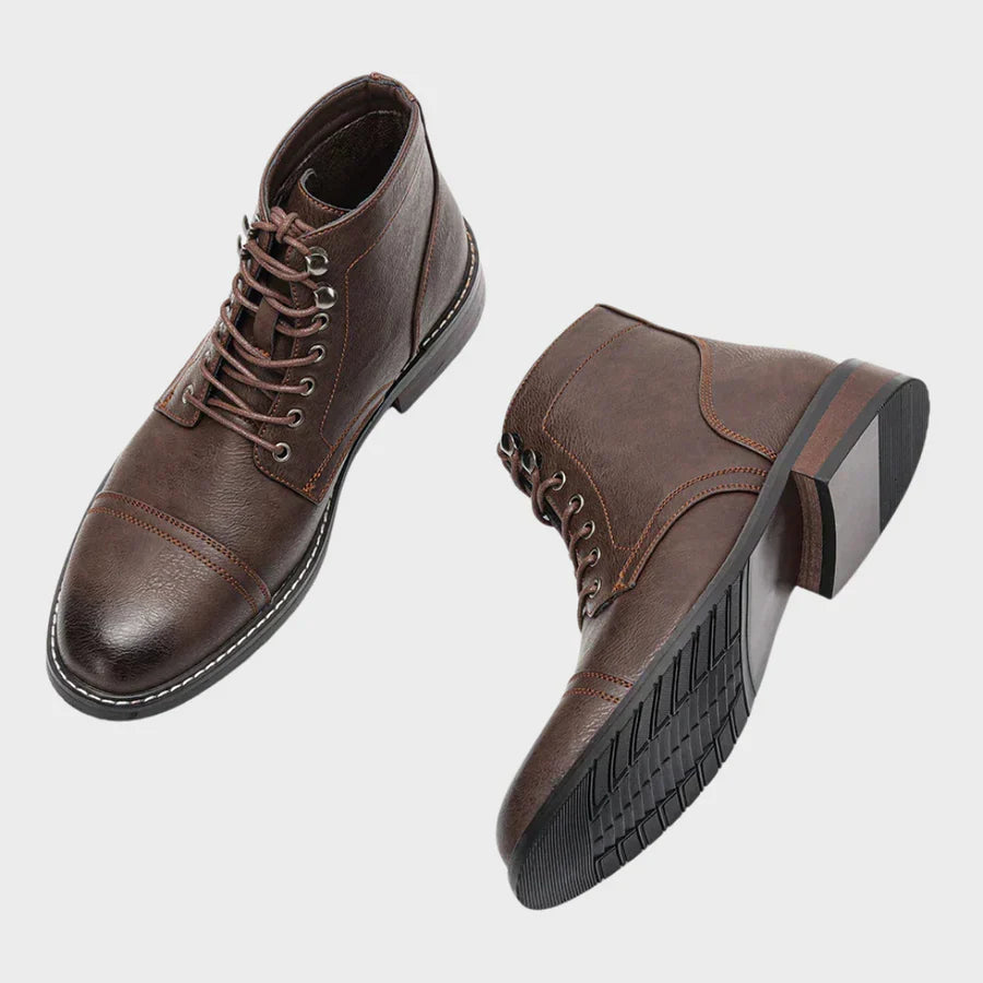 Renato Classic Lace-Up Leather Ankle Derby Dress Boots