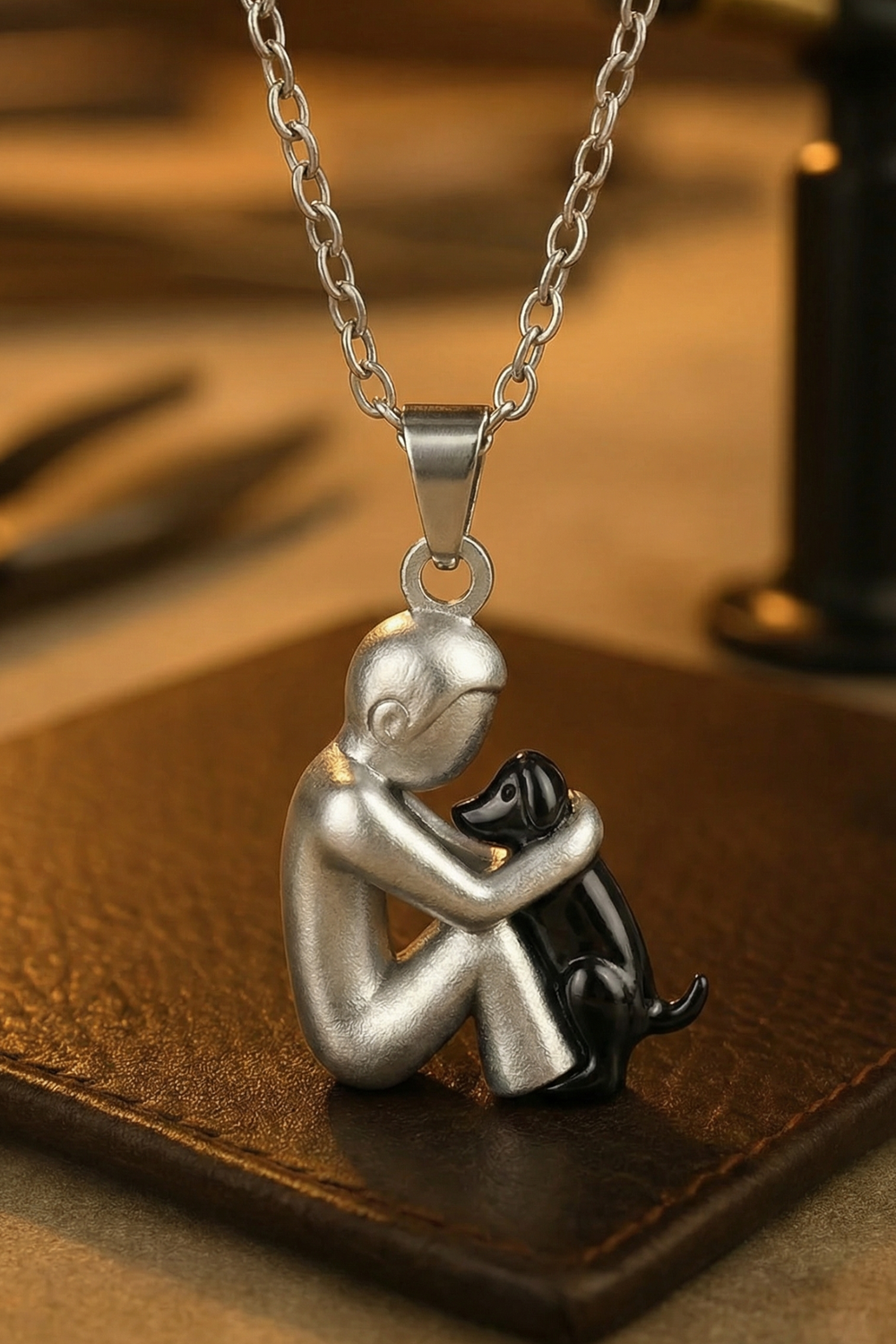 Xian Embrace Dog Pendant Necklace