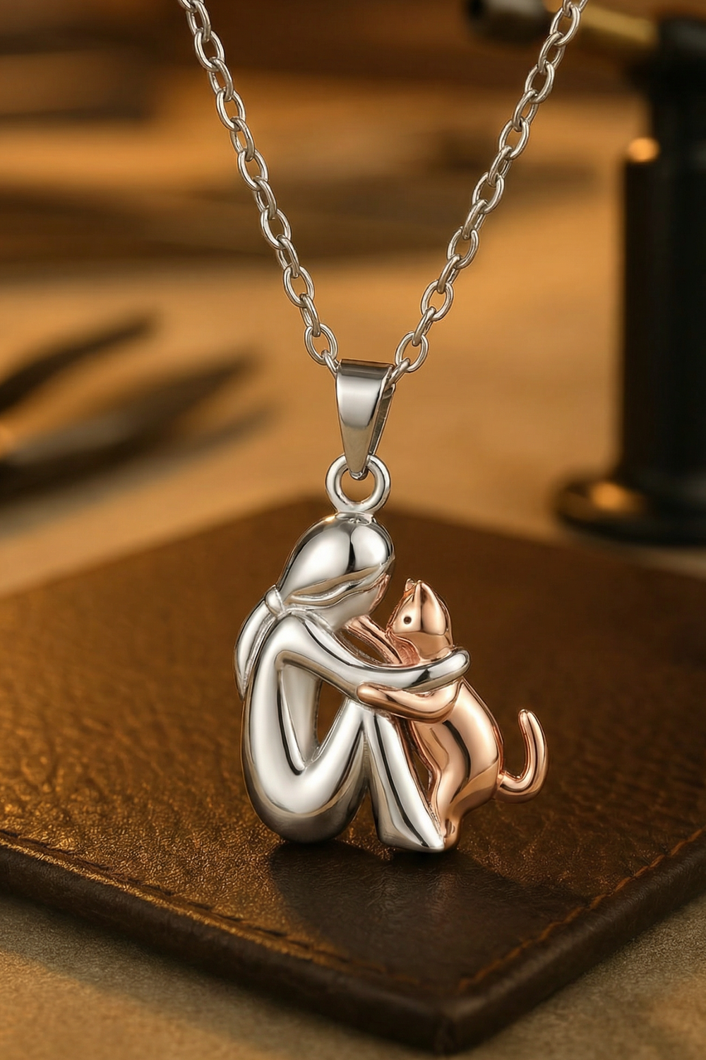 Xian Embrace Dog Pendant Necklace