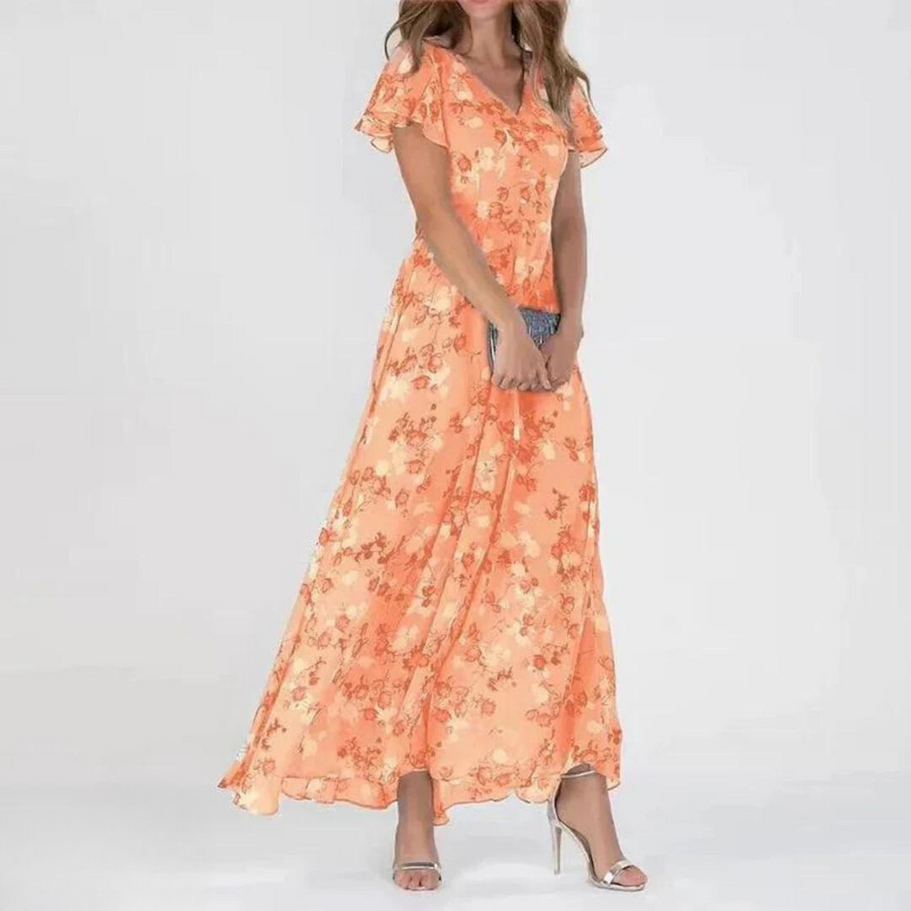 Zaar Printed Mini V-Neck Dress