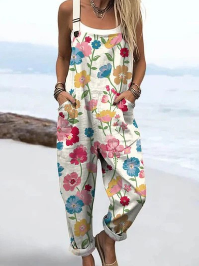 Naomie Vintage Floral Cotton Jumpsuit