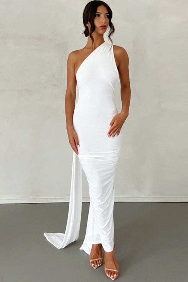 Elena Asymmetric One-Shoulder Maxi Dress for Evenings